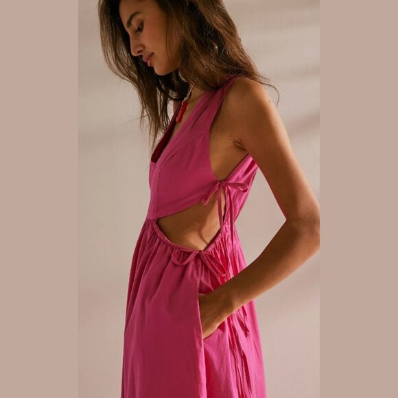 Free People Free-Est Pink Fabiana Midi Dress - SZ S - Picture 3 of 13